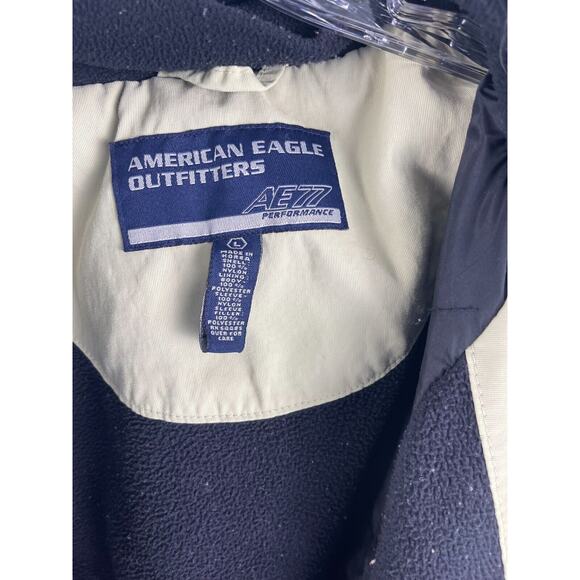 American Eagle Mens L AE77 Performance Zip Up And Pockets Jacket Beige Stripe - Picture 3 of 9